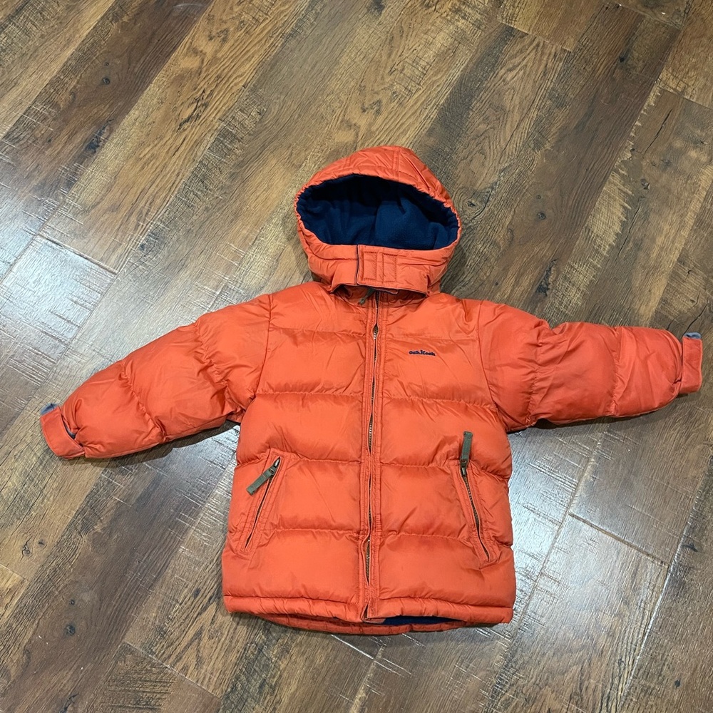 Boys Osh Kosh orange heavyweight fleece-lined puffer jacket size 5-6
